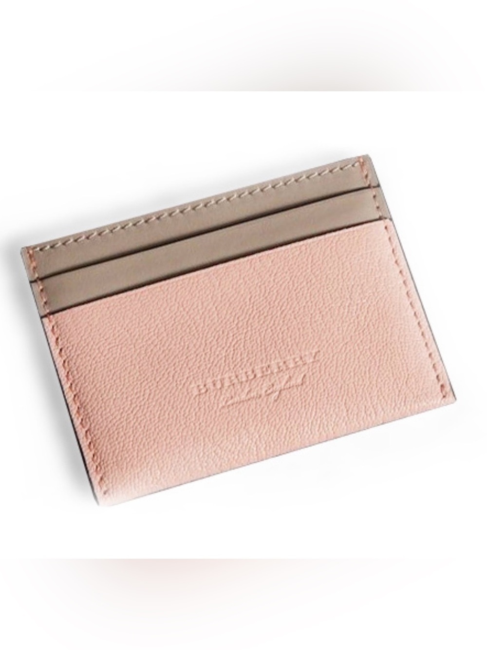 Authentic Burberry London Pink and Light Gray Pebbled Leather Card Case